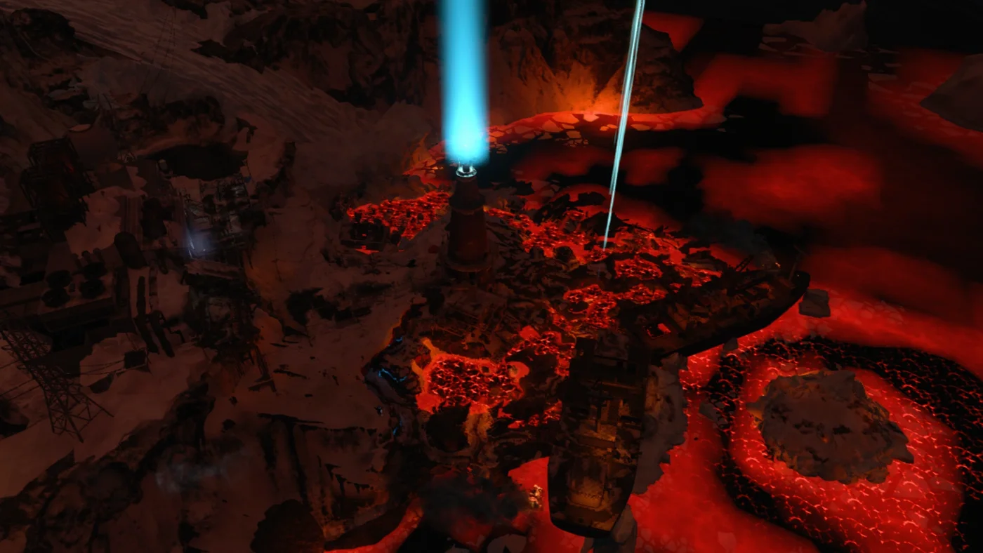 The bay transformed, with the water turned to lava, during the escort, Tag der Toten, Call of Duty Black Ops 4 Zombies