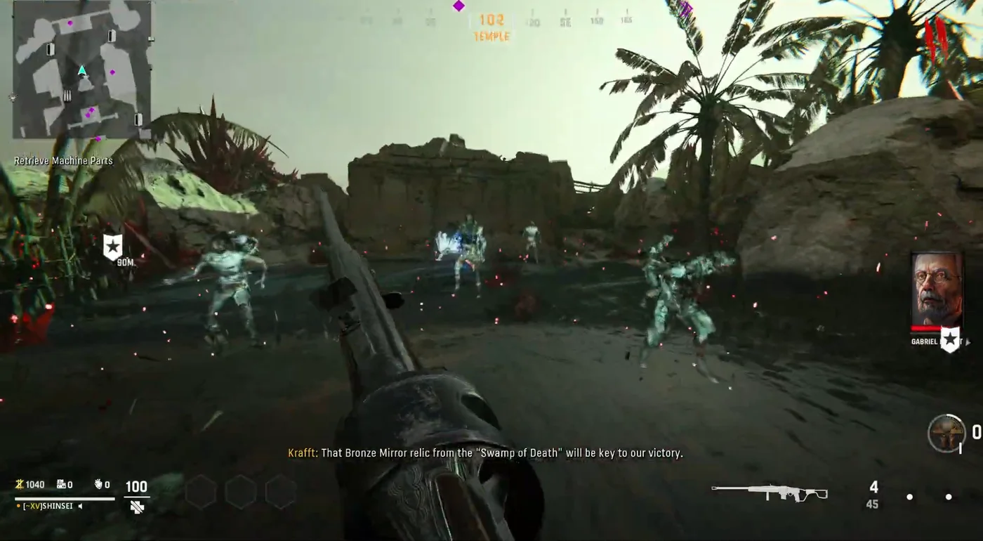 Ghostly zombies wandering in the Temple before the Pack-a-Punch ritual, The Archon, Call of Duty Vanguard Zombies