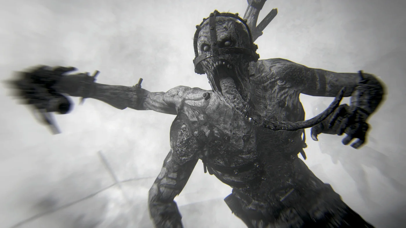A Meuchler leaping through the fog, Own the Fog, Be the Fog achievement art, The Darkest Shore, Call of Duty WWII Zombies