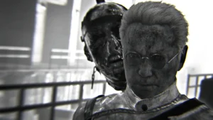 Doctor Straub in his glasses next to a zombie, Still Lurking achievement art, The Darkest Shore, Call of Duty WWII Zombies