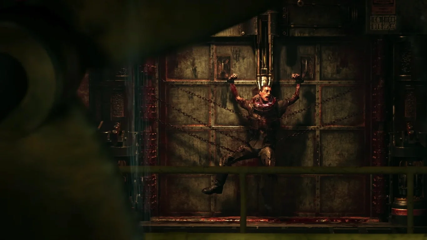 The Corpse Gate in the U-Boat Pens, a body chained to the door, The Darkest Shore, Call of Duty WWII Zombies