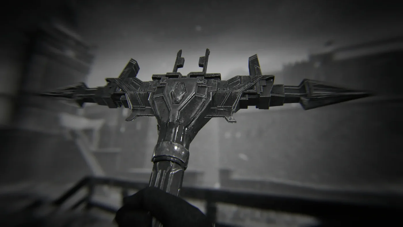 The hilt of Barbarossa's sword held up by a player, black and white achievement image of Fireworks, The Final Reich, Call of Duty WWII Zombies