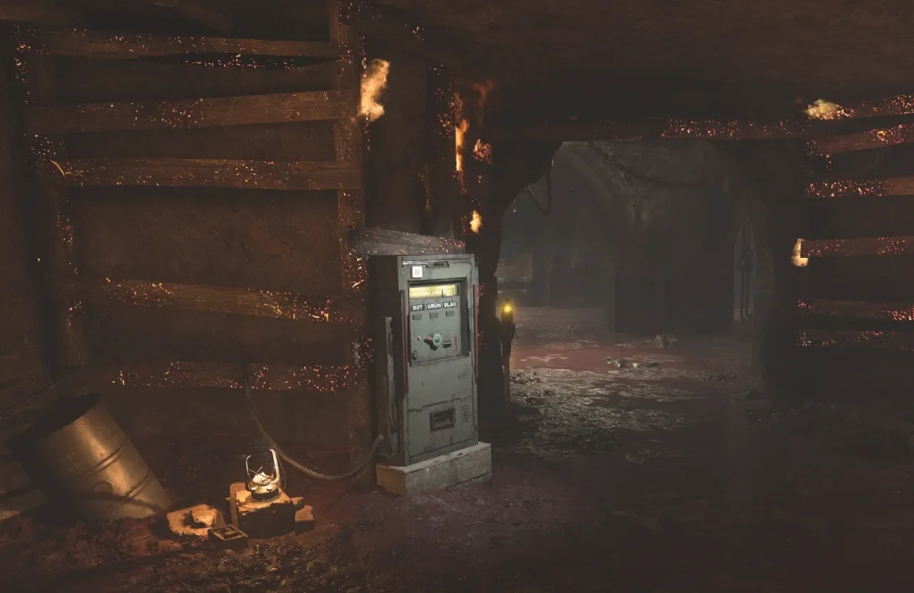 Relay 2, a grey box on a burning wall of the Sewers, The Final Reich, Call of Duty WWII Zombies
