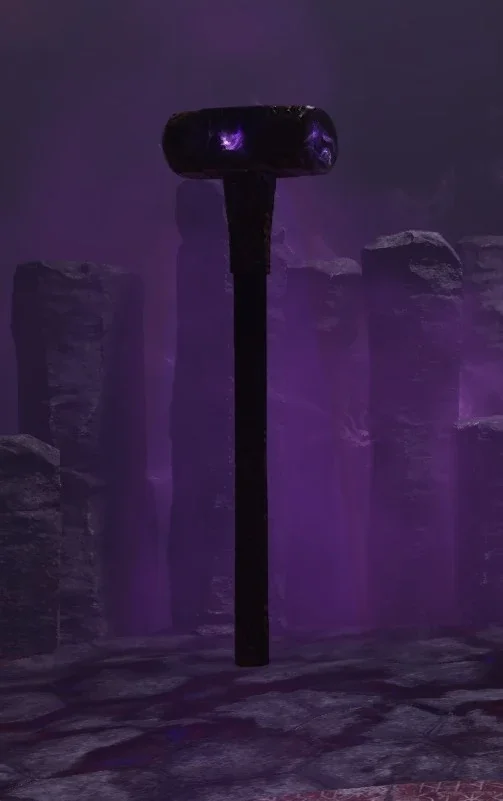 The Thulian Hammer standing on its head in a purple light, The Frozen Dawn, Call of Duty WWII Zombies