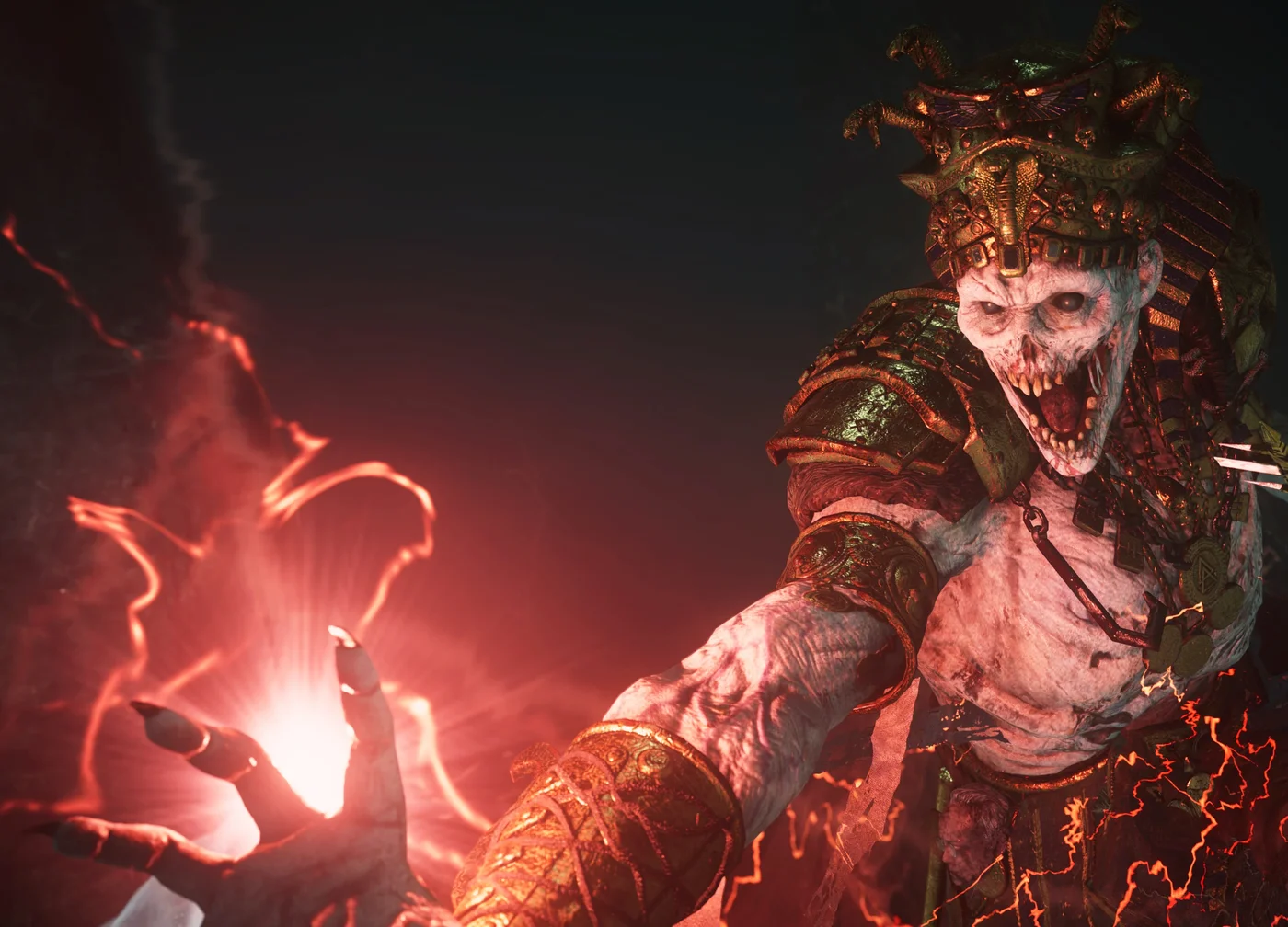 The God-King casting red Geistkraft, official artwork, The Frozen Dawn, Call of Duty WWII Zombies
