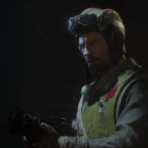 Nikolai Belinski of the Primis crew in his aviator cap, intro cinematic, The Giant, Call of Duty Black Ops III Zombies