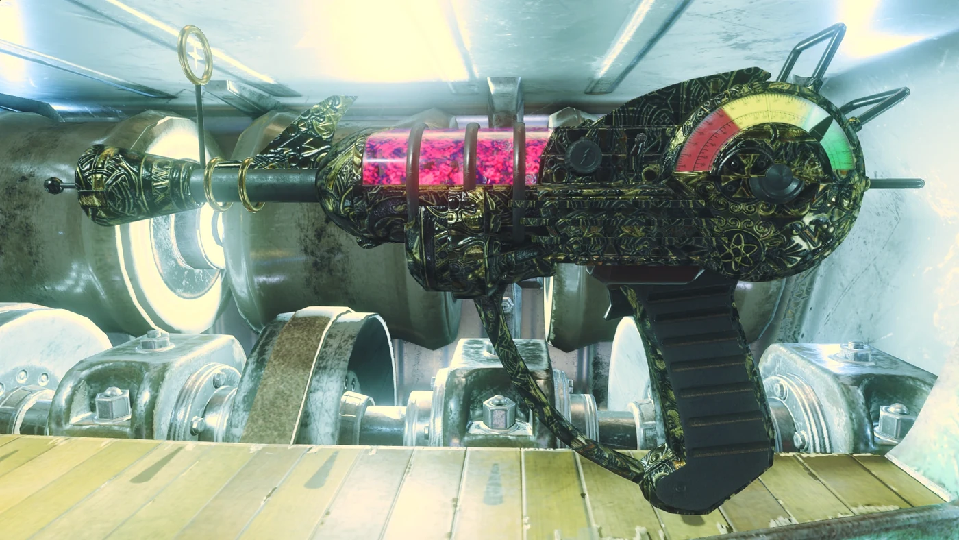 A Pack-a-Punched Ray Gun in the Etching camouflage, The Giant, Call of Duty Black Ops III Zombies