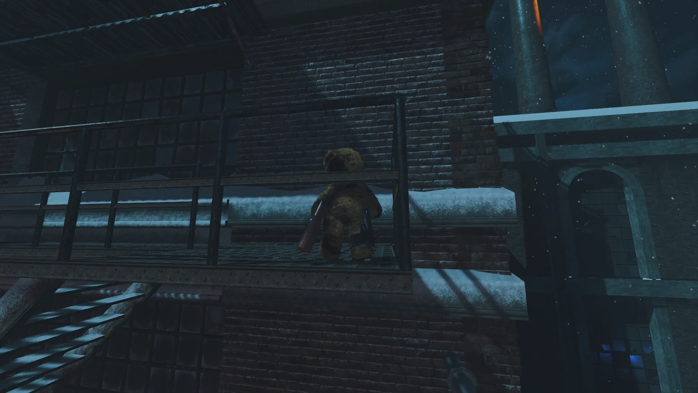 The Fly Trap teddy bear on a balcony railing, The Giant, Call of Duty Black Ops III Zombies