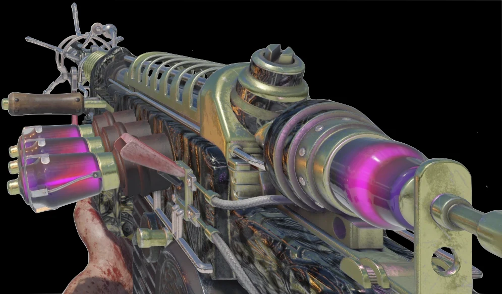 Wunderwaffe DG-3 JZ with its purple bulbs, first-person render, Call of Duty Black Ops III Zombies