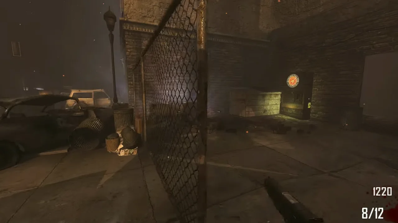 The fenced lane at the back of the street, the Double Tap machine at its end in Town, Call of Duty Black Ops II Zombies