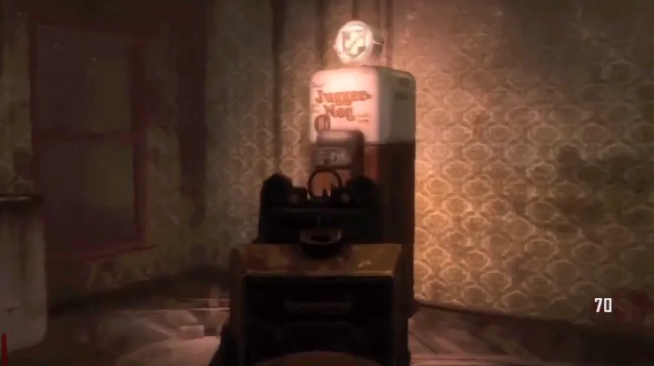 The Juggernog machine upstairs in the Juggernog house in Town, Call of Duty Black Ops II Zombies