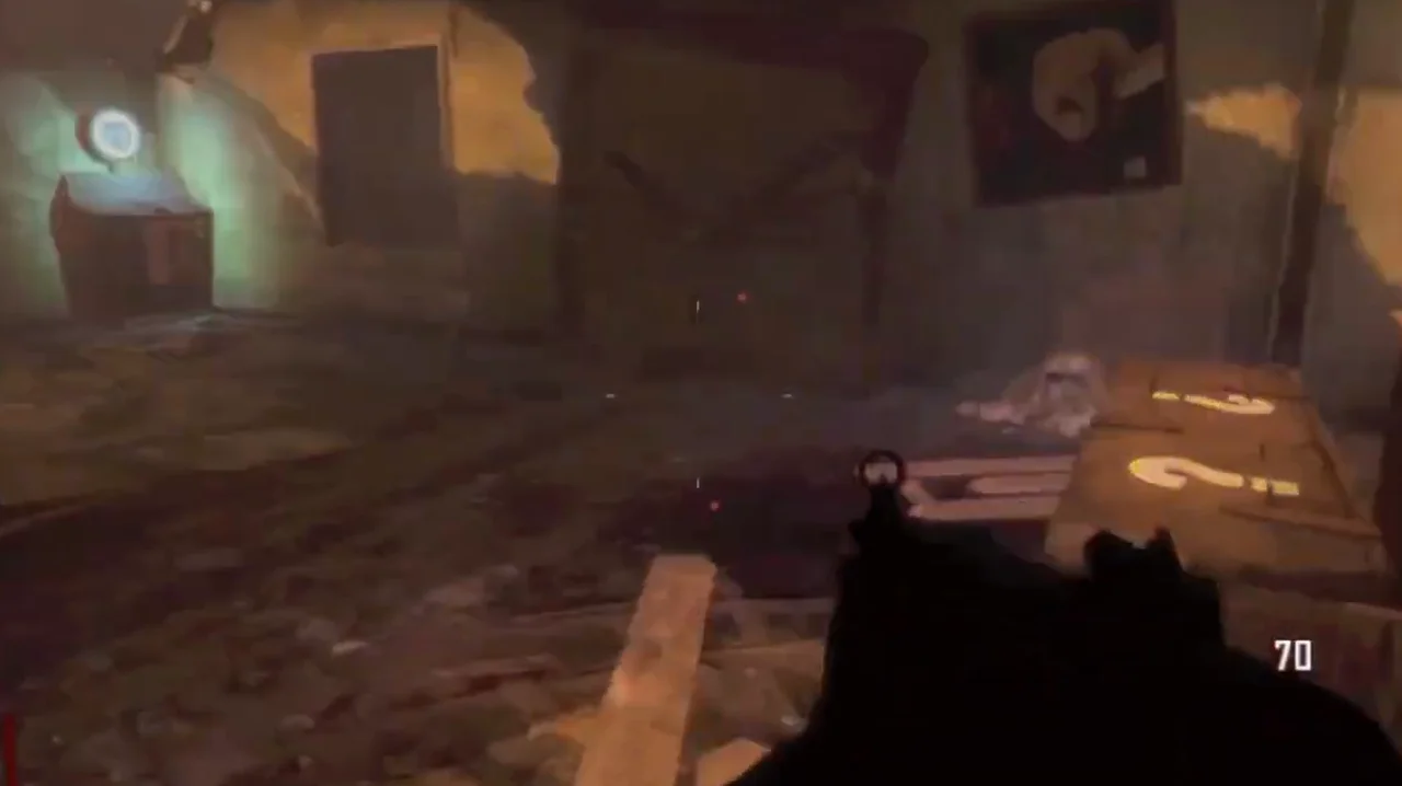 The Mystery Box spot on the upper floor of the bar, the Quick Revive light on the left in Town, Call of Duty Black Ops II Zombies