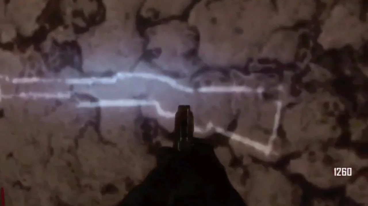 The Olympia chalk drawing lit up on the stone wall by the Rare Book Store in Town, Call of Duty Black Ops II Zombies