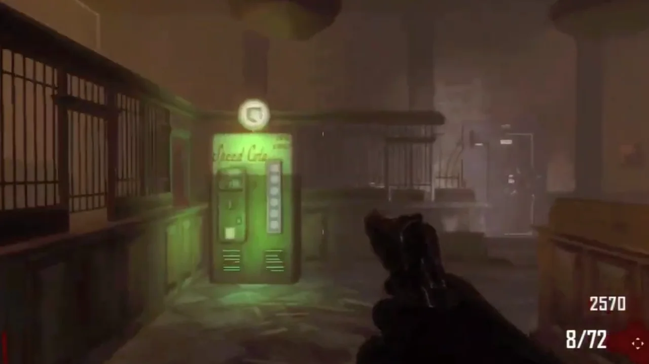 The Speed Cola machine inside the bank, in front of the teller windows in Town, Call of Duty Black Ops II Zombies