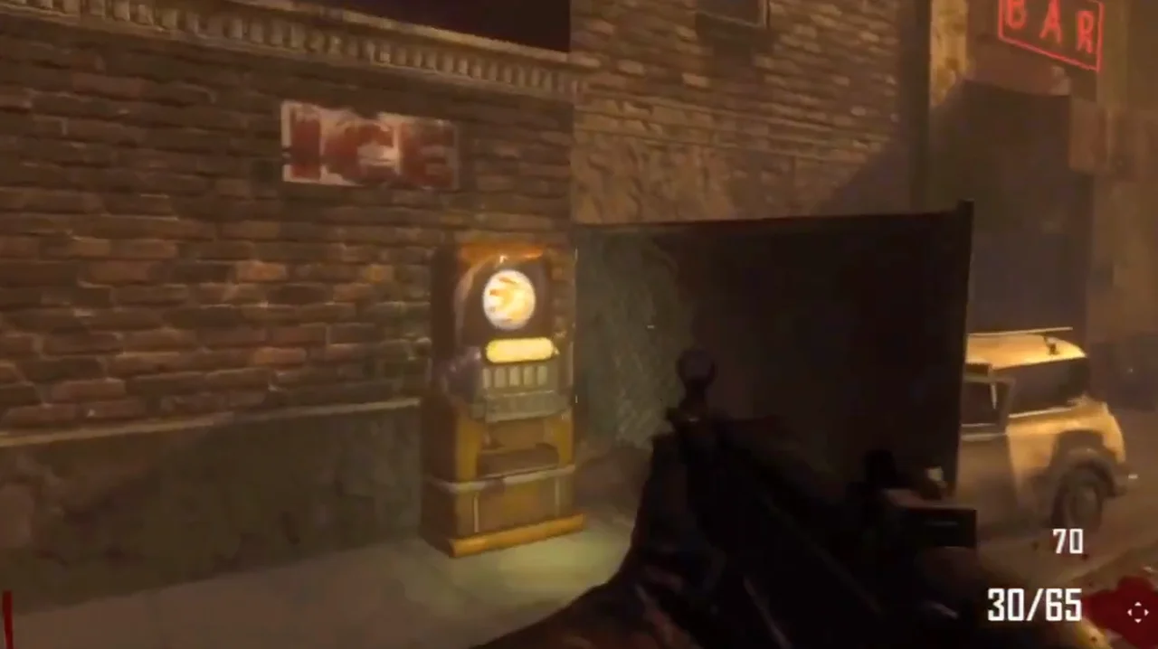 The Stamin-Up machine against the outside wall of the bar in Town, Call of Duty Black Ops II Zombies