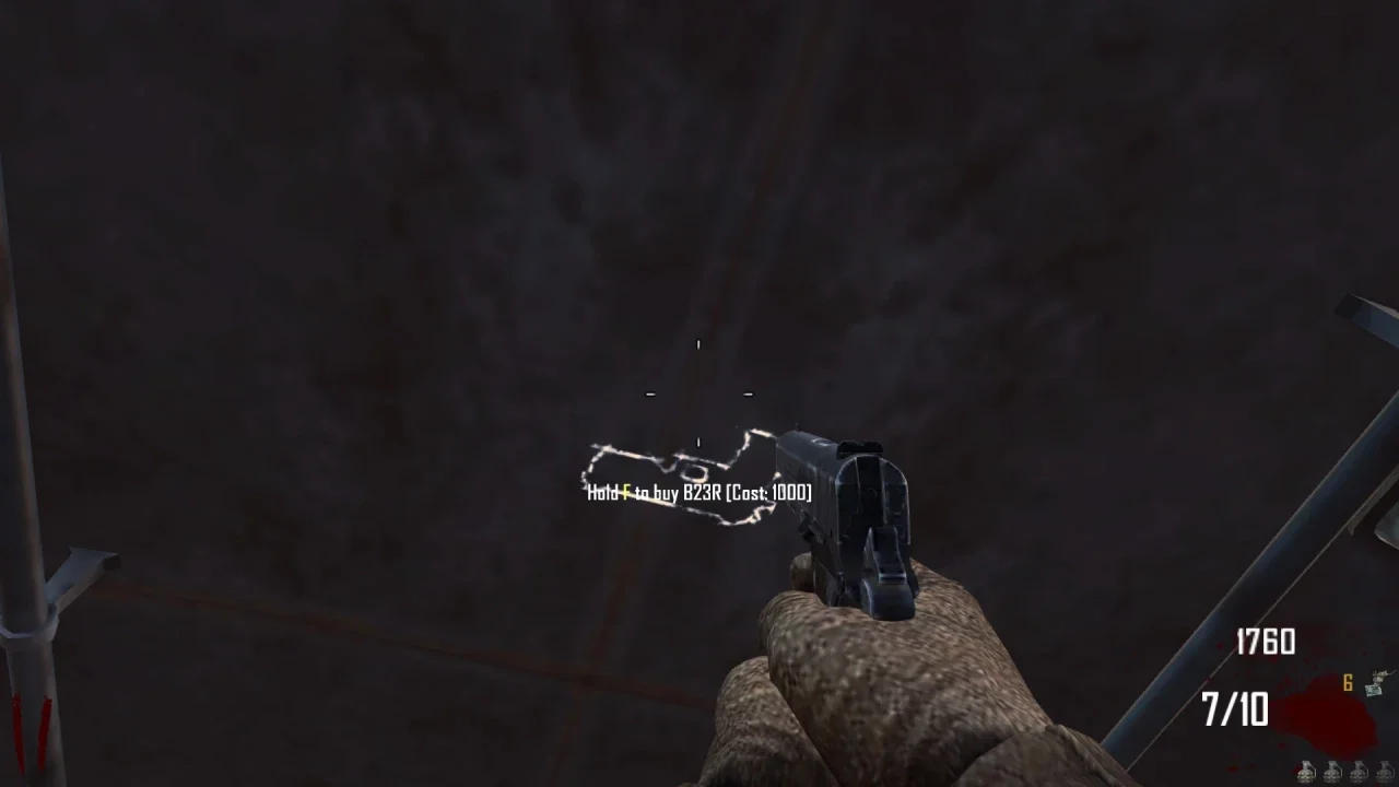 The B23R chalk drawing on the bus ceiling, Hold to buy B23R, Cost 1000 in TranZit, Call of Duty Black Ops II Zombies