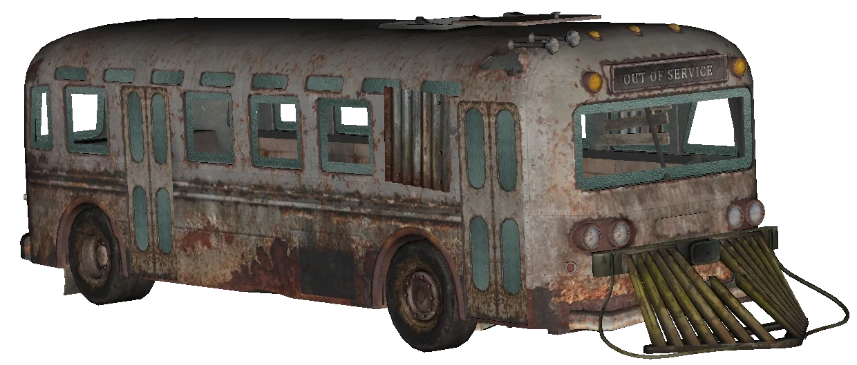 The TranZit bus fitted with the plow at the front, model render, Call of Duty Black Ops II Zombies