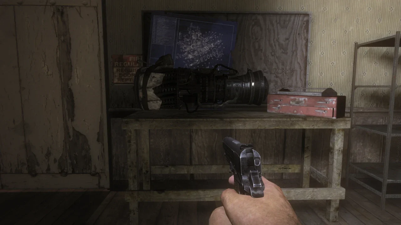 The built Jet Gun lying on its workbench in the Town bar in TranZit, Call of Duty Black Ops II Zombies