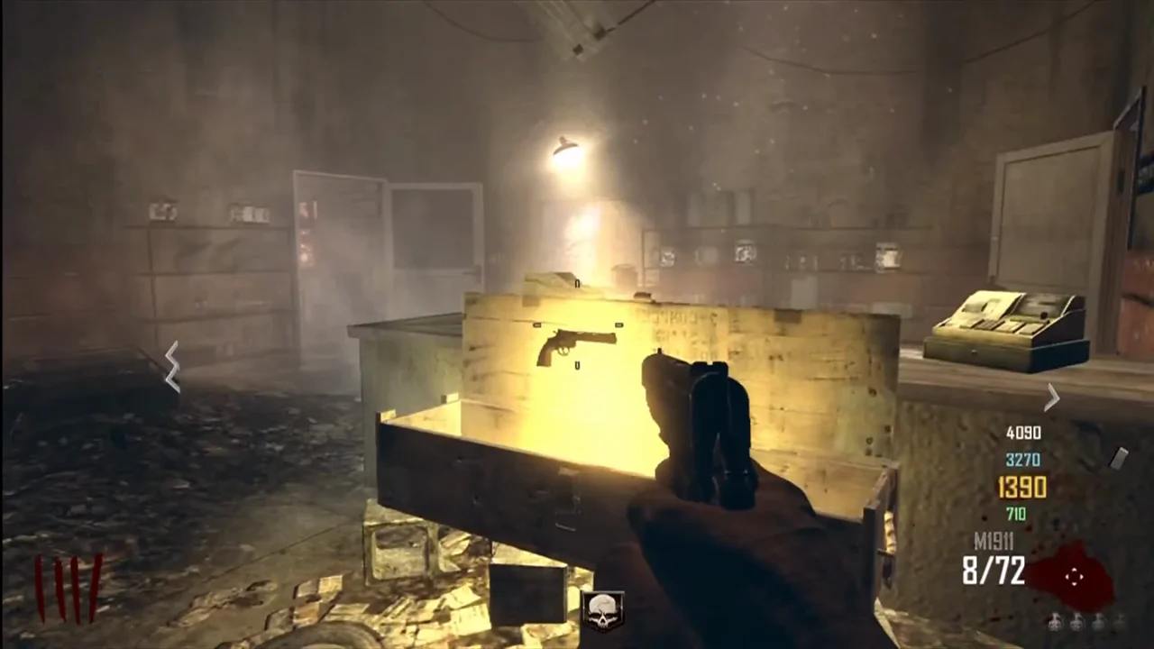 The Mystery Box open in the Diner garage in TranZit, Call of Duty Black Ops II Zombies