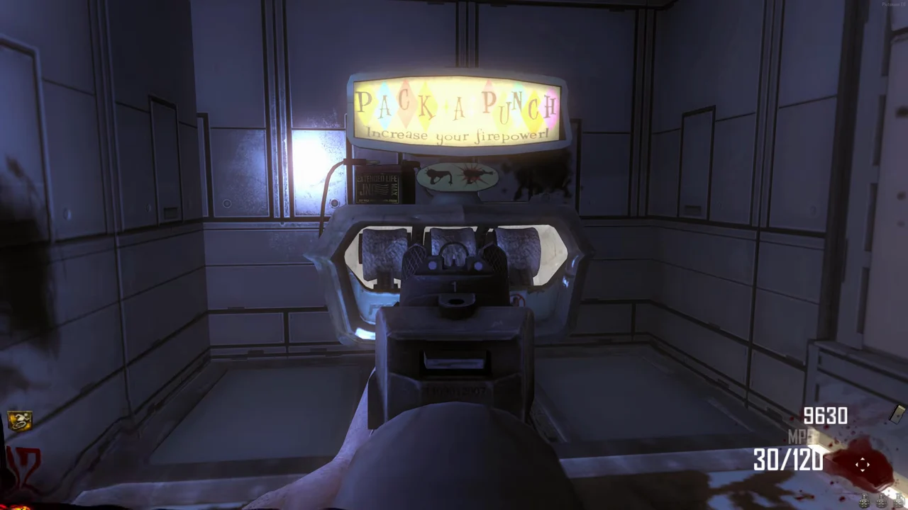 The Pack-a-Punch machine built in the hallway under the bank in TranZit, Call of Duty Black Ops II Zombies