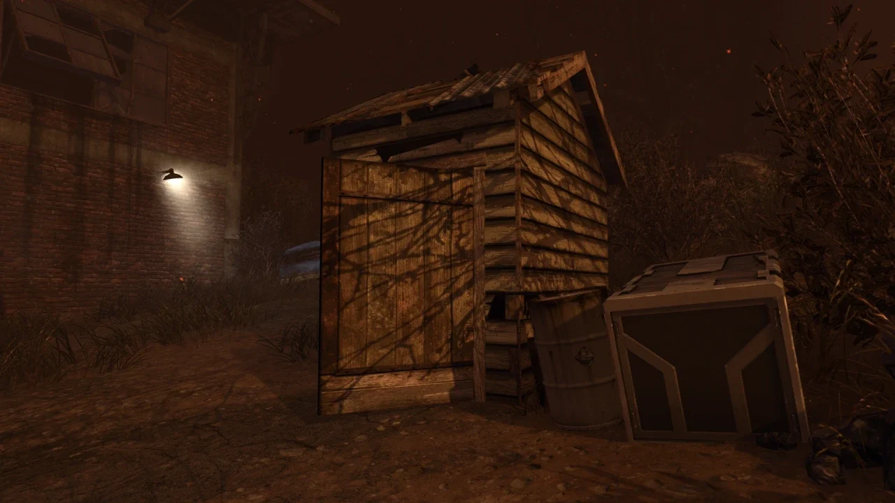 The outhouse at the Power Station whose door leads down to the reactor in TranZit, Call of Duty Black Ops II Zombies