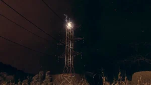 Lightning striking the top of the Pylon in the cornfield in TranZit, Call of Duty Black Ops II Zombies