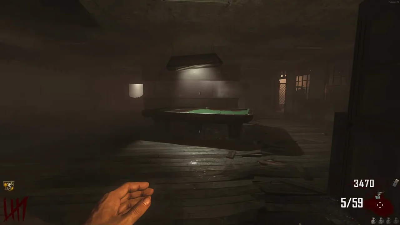 Inside the bar in Town, the pool table under its lamp in TranZit, Call of Duty Black Ops II Zombies