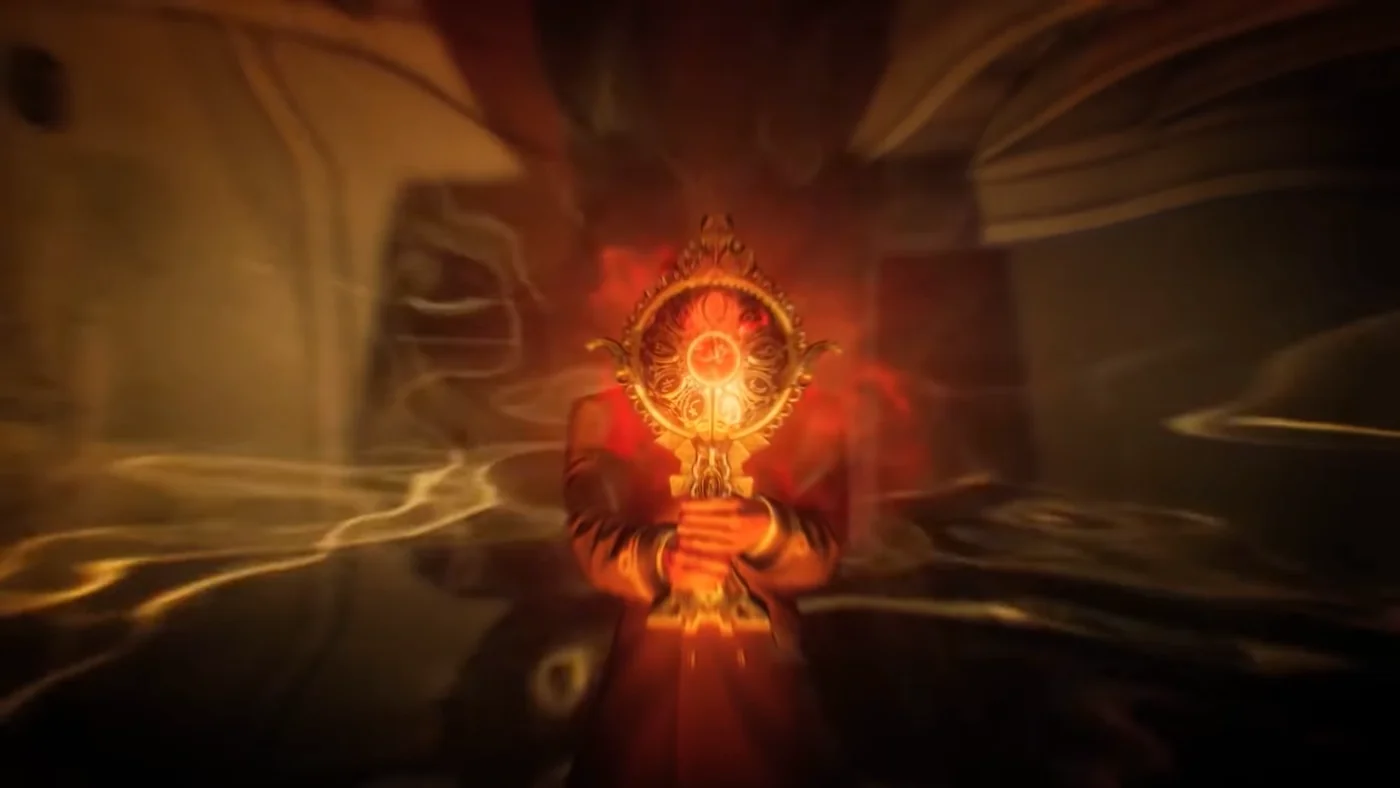 A member of the Order holding the Sentinel Artifact in the cargo room, intro cinematic, Voyage of Despair, Call of Duty Black Ops 4 Zombies