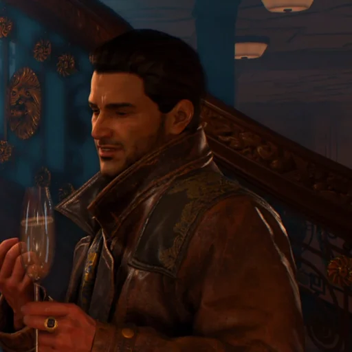 Diego Necalli holding a glass of champagne at the party, intro cinematic, Voyage of Despair, Call of Duty Black Ops 4 Zombies