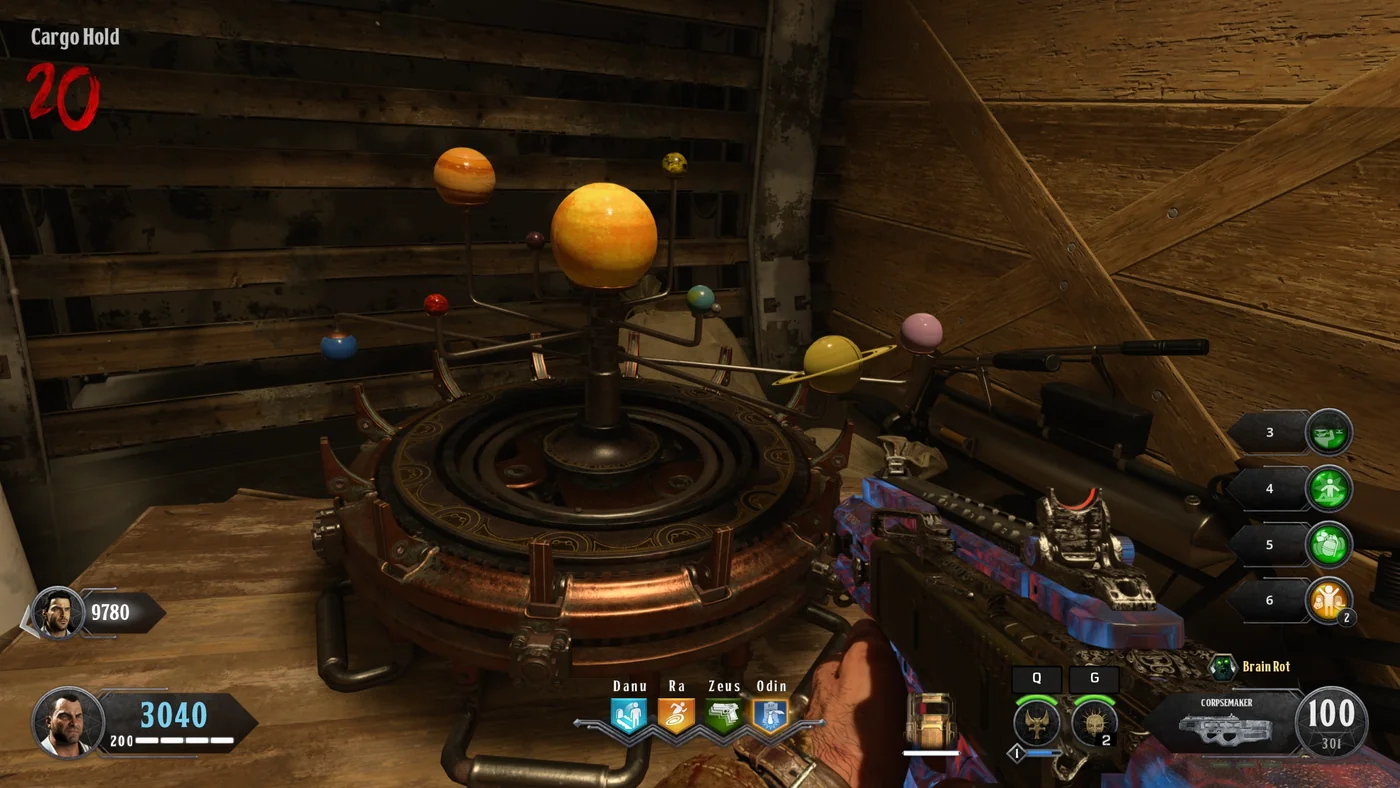 The model of the solar system revealed in the Cargo Hold during the main quest, Voyage of Despair, Call of Duty Black Ops 4 Zombies
