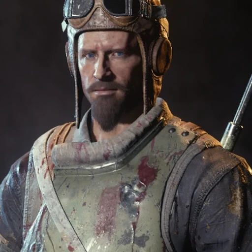Nikolai Belinski of the Primis crew in his aviator cap, official character render, Call of Duty Black Ops III Zombies