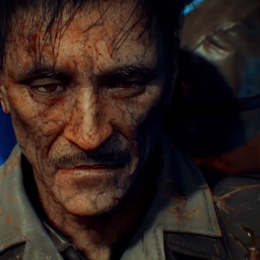 The original Takeo Masaki, wounded, in the ending cinematic, Zetsubou No Shima, Call of Duty Black Ops III Zombies