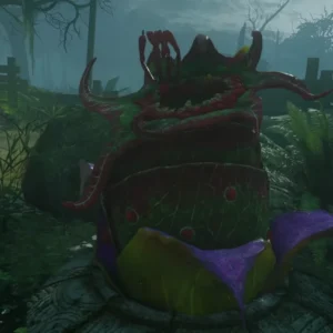 A carnivorous plant with purple leaves in a planter, Zetsubou No Shima, Call of Duty Black Ops III Zombies